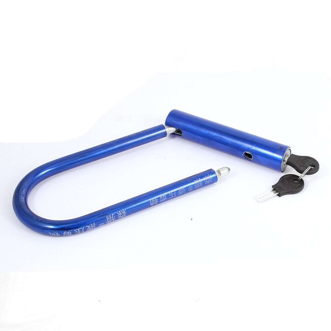 Aexit Blue Black Bike Locks Plastic Coated Bike Motorcycle Security U Lock w U-Locks 2 Keys