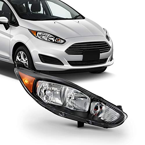 AKKON - Fits 2014 2015 2016 2017 Ford Fiesta S SE ST 2018 Titanium [Halogen Type] Black Trim Headlight Passenger Right Side