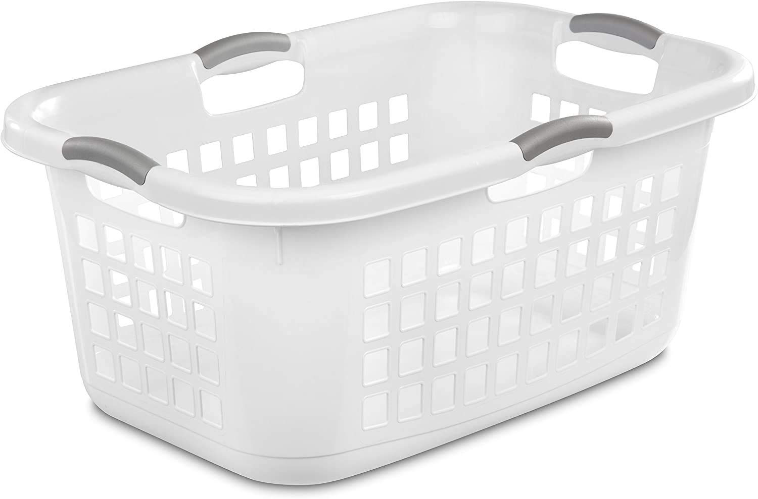 Sterilite 12168006 2 Bushel 71L Ultra Laundry Basket, White w/Titanium handles, 6 pack