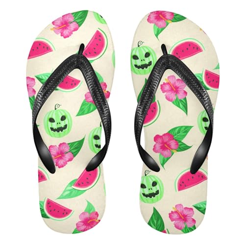 Burbuja Pastel Watermelon Pumpkin Flip Flops for Women Men, Soft Thong Sandals Rubber Slippers for Pool Beach Essentials