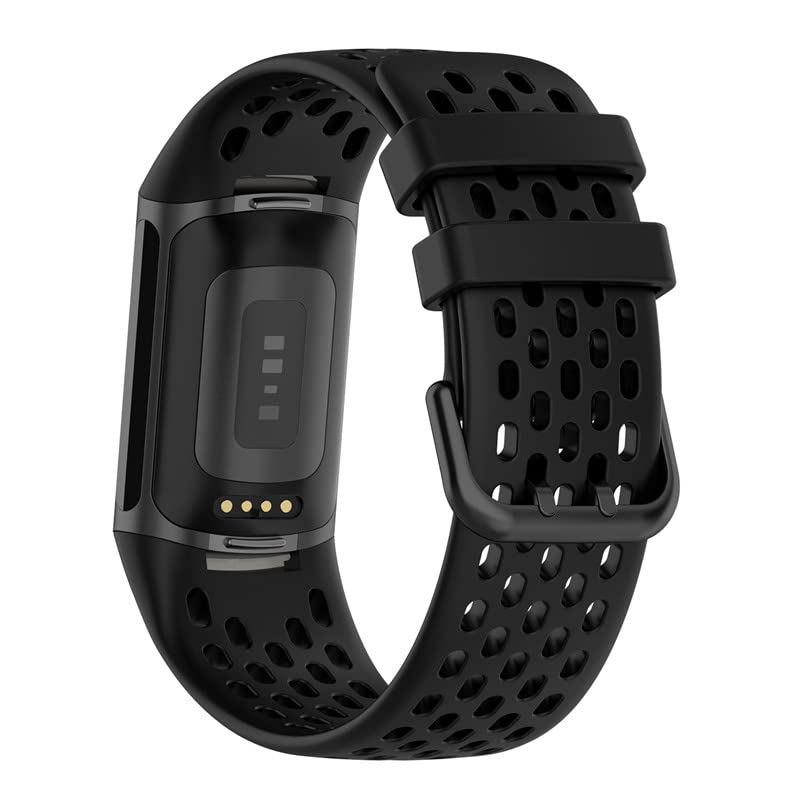 Replacement Watch Strap for Fitbit Charge 5 or Charge 6 Band with Collapse Buckle Sports Mesh Breathable Silicone Wristband