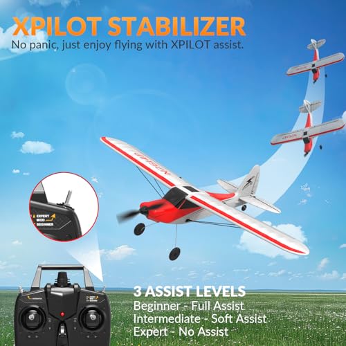 Image of volantexrc RC Plane, 4CH Remote Control Airplane for Beginners & Adults | Sport Cub Trainer RTF, Prop Saver, 6-Axis Gyro Stabilizer, 3 Modes, Radio Controlled Aircraft, 500mm, Red