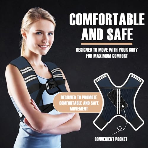Image of NATURELUX Weighted Vest Men or Women - 5 /10 /15 /20 /25 /30lbs Weights with Reflective Stripe, Weighted Vest for Workout Equipment for Strength Training Running - Walking Weight Loss