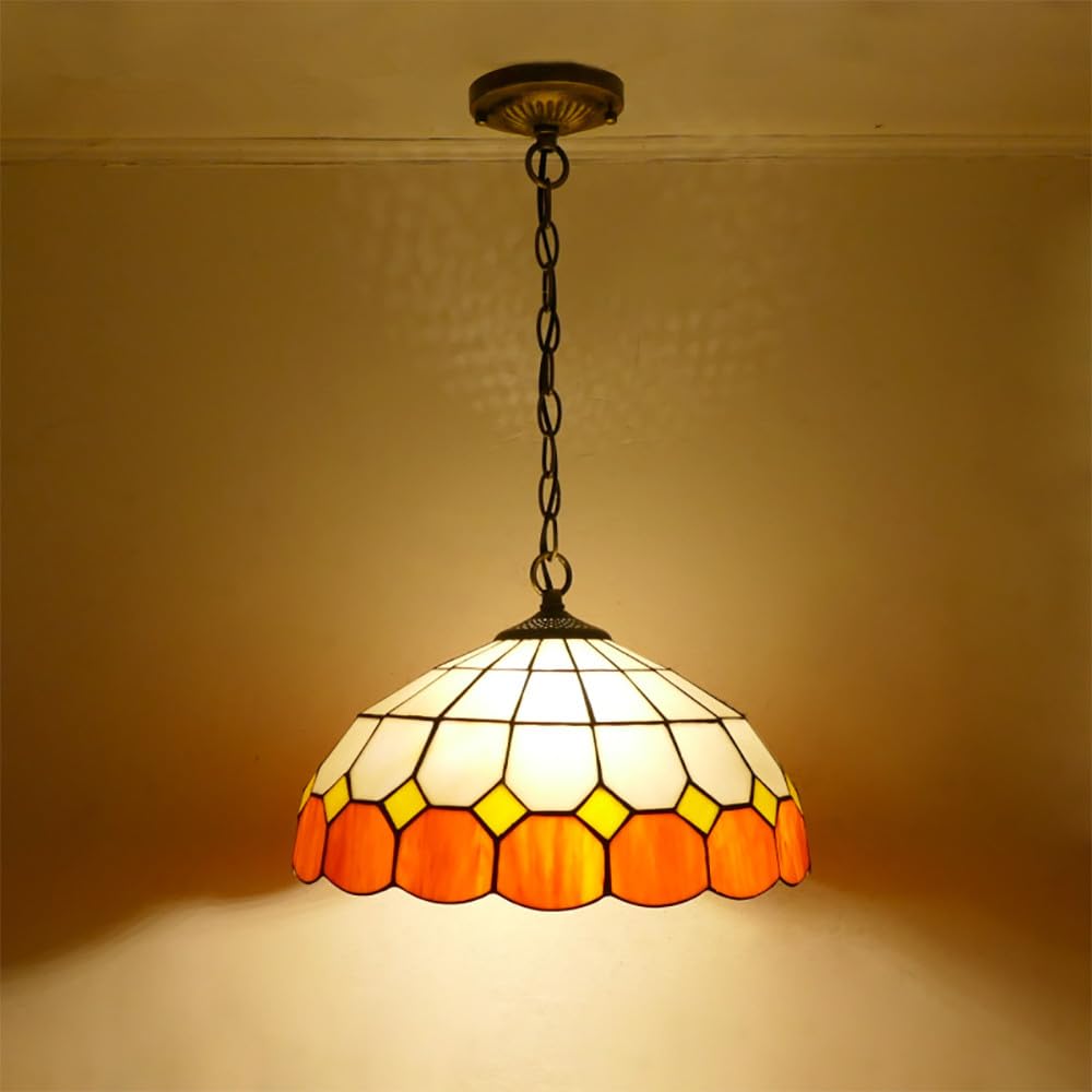 SXWNBIFH Contemporary Chandelier Mediterranean Sea American Countryside Living Room Restaurant Bedroom Hotel Corridor Color Glass Pendant Lamp (F D40CM)