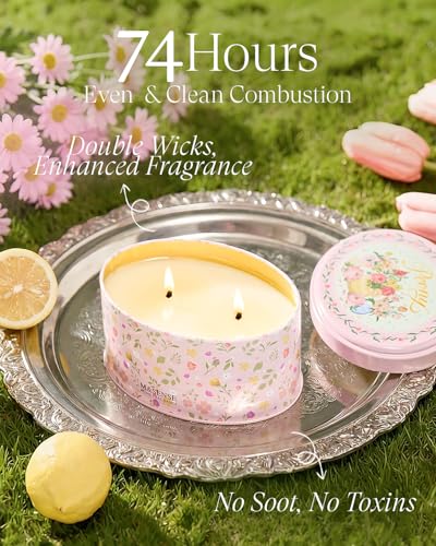 Image of M&SENSE Dual-Wick Peony Scented Candle 12oz | 2 Wick Spring Soy Candles, Natural Soy Wax, Floral Scented, Gift for Her Women