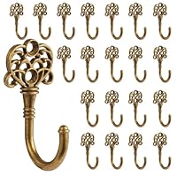 XHIPY 20 PCS Vintage Metal Wall Hooks, Bohemian Decorative Hook with Screws, Wall Hooks for Hanging Towel/Coat (Bronze)