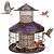 Squirrel Proof Bird Feeder with 3 Water Cups, 4.2LB Large Capacity Outdoor Hanging Bird Feeder with Metal Cage, One-Piece Design No Assembly Needed, Weather Resistant & Stylish for Garden, Yard