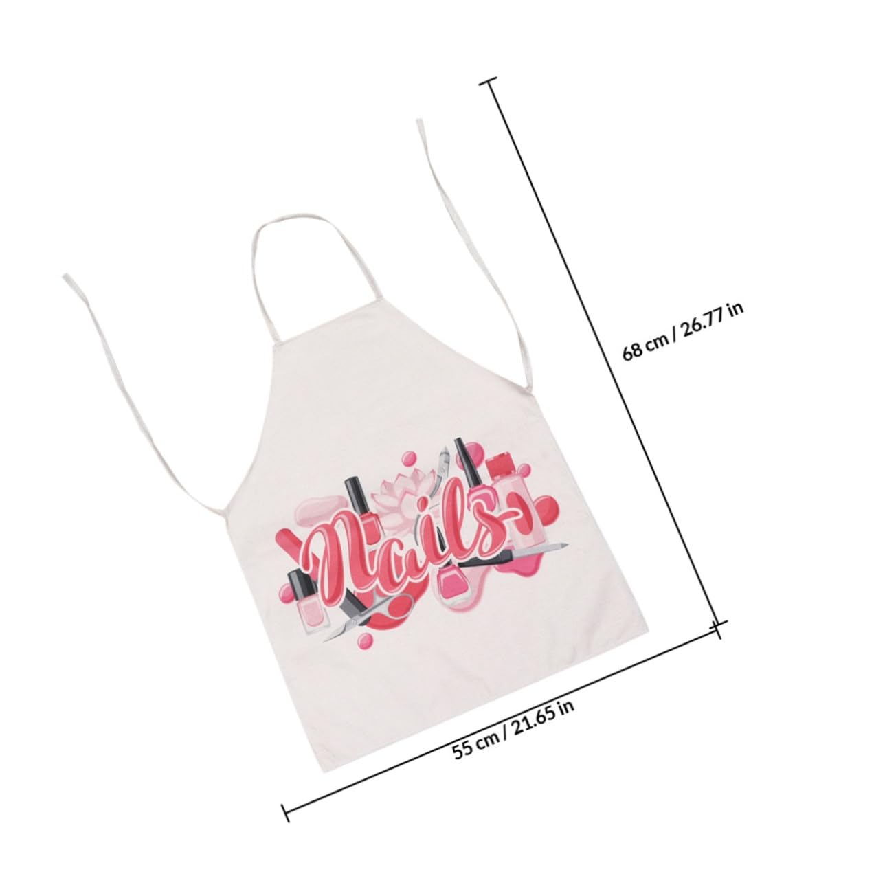 VANZACK Delantal Presa de Algodón y Lino Reutilizable y Anti-manchas Estampado de Esmalte de Uñas Adecuado para Cocina y Comedor en Casa