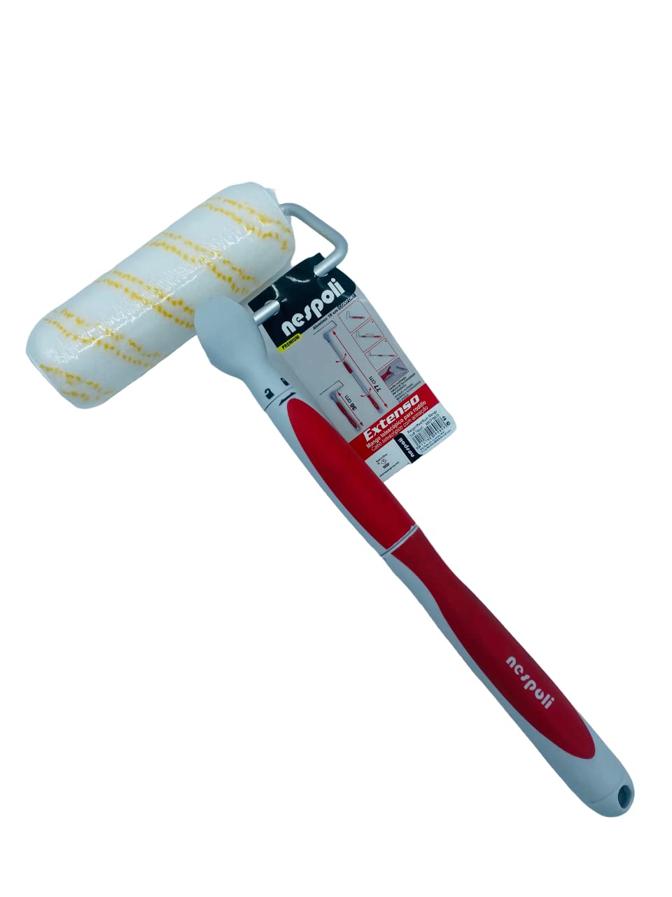 Nespoli Rullo di vernice antigoccia 18 cm, con prolunga con manico telescopico da 36 cm a 77 cm, ideale per dipingere pareti e soffitti