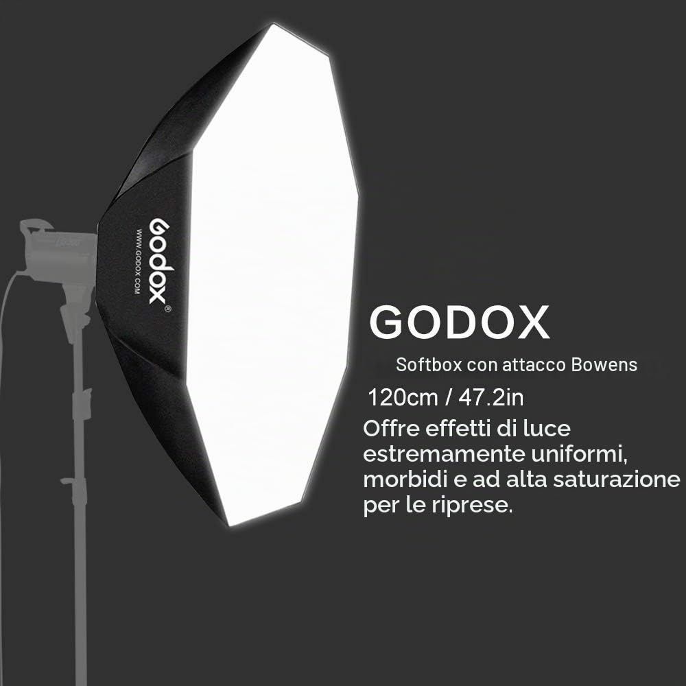 GODOX Softbox 47"120cm Octagon Soft box con Bowens Mount Anello per Portrait Studio Blitz Speedlite Flash