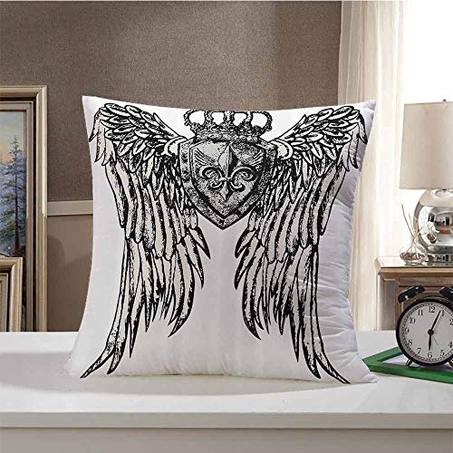SLLART Pillow Cover Set Fleur De Lis Decor Collection,Tribal Tattoo Design with Wings