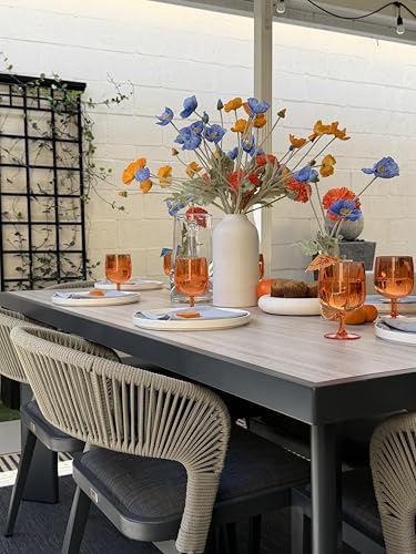 Image of PURPLE LEAF Outdoor Dining Set for 10 with Built-in Cushions Deep Grey
