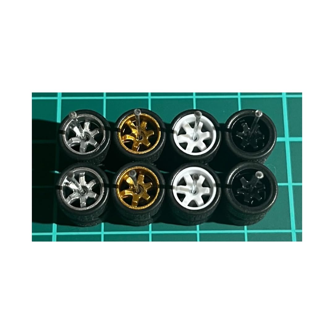 1/64 ミニカー 高質品なホイール 4台分セット Amazon.co.jp: 1/64 カスタム ホイール 4台分 TE37風 シルバー