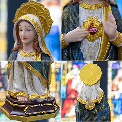 Figura Inmaculado Corazón de María 12 pulgadas Resina miniatura 5
