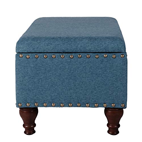 Homepop Home Decor | Upholstered Storage Bench With Nailhead Trim | Ottoman With Storage For Living Room & Bedroom | Decorative Home Furniture (Blue) #TOP5