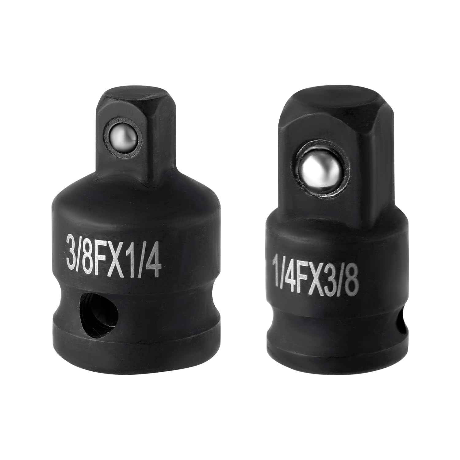 2pcs Impact Socket Adapter Set, 1/4"F to 3/8"M Adapter & 3/8"F to 1/4"M Reducer Chrome Vanadium Steel Drive Converters for Impact Wrenches, Drills,