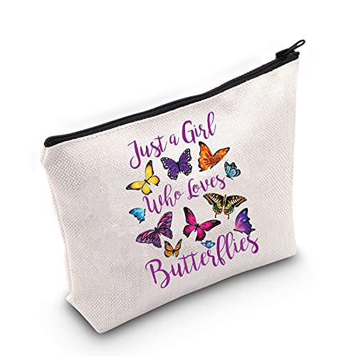 LEVLO Divertida mariposa cosmética bolsa de maquillaje amante de los animales regalo sólo una chica que ama a las mariposas maquillaje cremallera bolsa bolsa mariposa amante regalo para mujeres niñas Cover