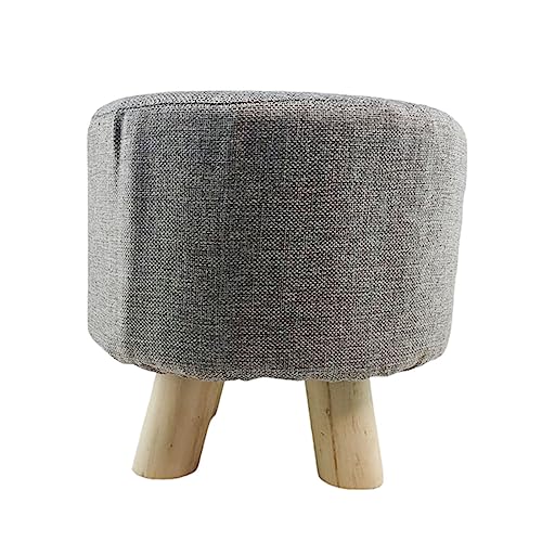 Puff Redondo Banquinho Banqueta Banco Pes de Madeira Apoio Suporte Resistente Confortavel Sala Quart