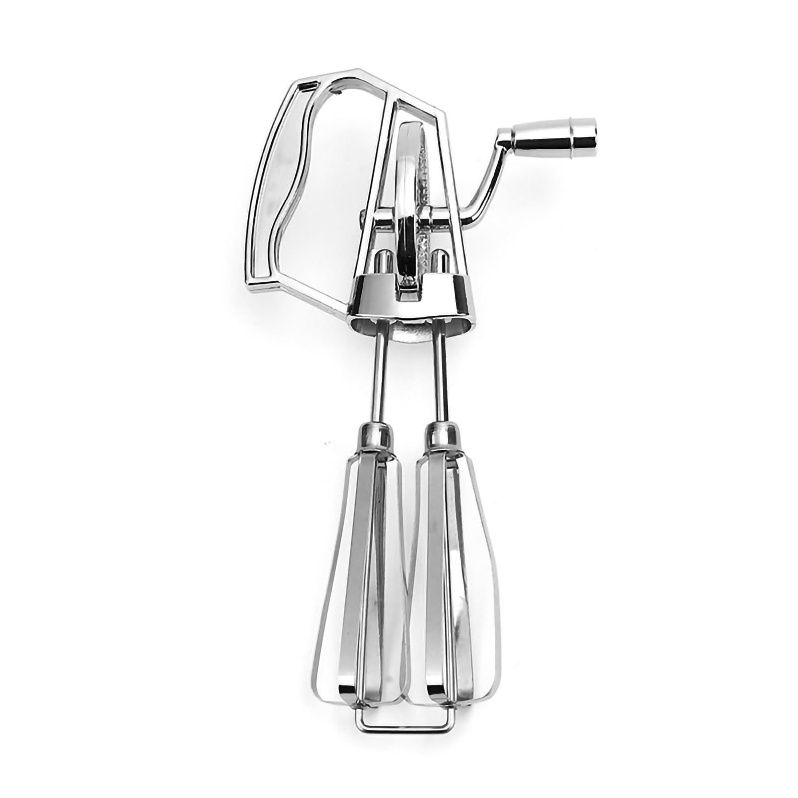 RayyanHand Crank Egg Beater, Rotary Egg Whisker, Double Head Handheld Mixer with Crank, Stainless Steel Portable Kitchen Cooking Tool, for Houseld Camping(Sliver)