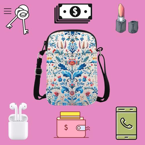 TSOTMO Swedish Folk Art Floral Crossbody Bag Scandinavian Gift Nordic Shoulder Bag Sweden Gift for Women3