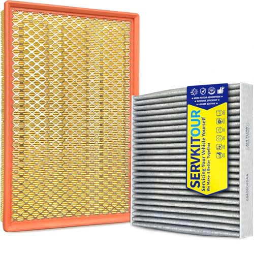 SERVKITOUR Engine Cabin Air Filter Set for Ram 1500 3.6L (2016-2026)/ 5.7L (2016-24)/ 3.0L (2020-23), Ram 1500 Classic (2019-24) 3.6L/ 5.7L, Ram 2500 (2016-19) 5.7L, Replace 68441763AA 68406048AA