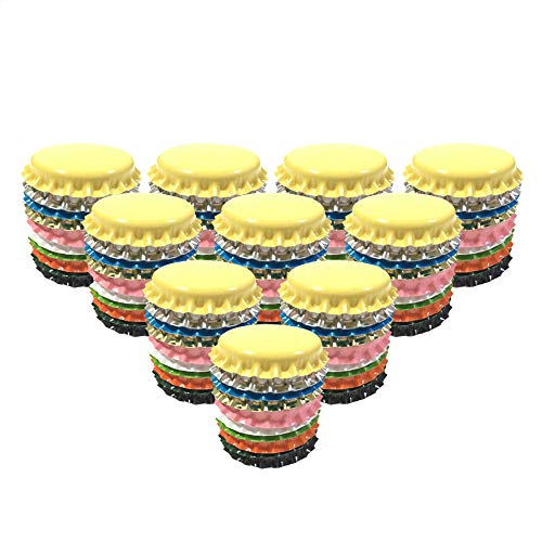 RUTICH 200 PCS Crown Bottle CaPs Decorative Bottle Cap Double Sideds Printed Craft Bottle Stickers for Hair Bows, DIY Pendants or Craft ScraPbooks Mixed Colors(10colors)…