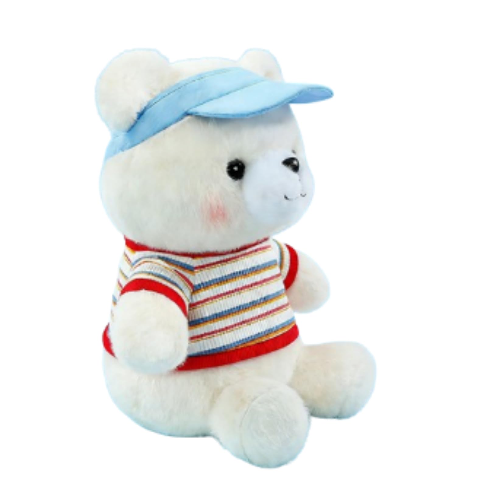 Teddy Bär Kuscheltier, Weiches Bären Plüschtier mit Sonnenkappe Gestreiftem Shirt, Niedlicher Bär Stofftier Geschenk für Mädchen & Kinder (53cm,Hong)