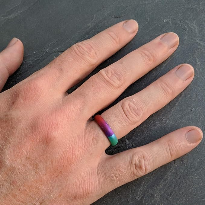 Miniatura 3 de Knot Theory Anillos de silicona para mujer, arcoíris, rosa, neón, amarillo, naranja, anillo de boda de goma de camuflaje brillante, anillo de boda