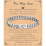 TEVOP Engraved Bracelet - Cuban Chain Gifts for Boys, Jewellery Presents for Son's Birthday, Christmas, Confirmation, Graduation