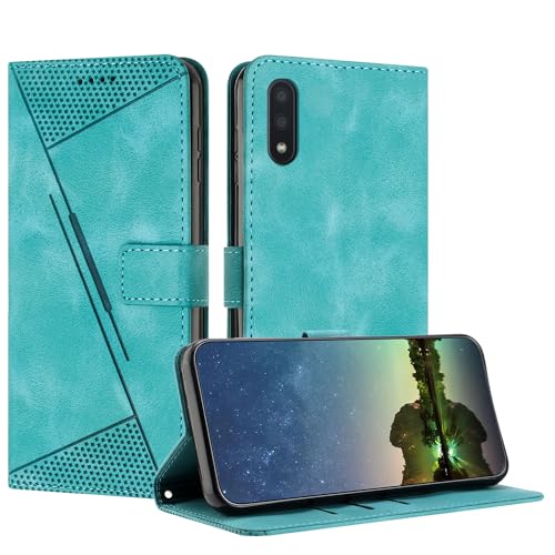 Mo-Beauty Funda para Samsung Galaxy A01 / M01, Carcasa de Cuero PU Magnético Caso a Libro Magnético Soporte Plegable Flip Antigolpes Protectora Funda para Samsung A01/M01 - Azul Claro