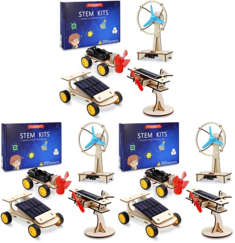 Image of STEM Kits for Kids Ages 8-10-12-14, Stem Toys for Boys Age 8-12, Science Projects, Solar Car Building Kits, Activities Engineering Kit, Gifts for 8 9 10 11 12 Year Old Boys (Pack of 3)