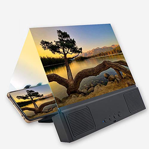 EZSMART 12 Pouces Loupe d'écran avec Haut-Parleur, 3D HD Mains Libres agrandisseur d'écran pour Smartphone Haut-Parleur sans Fil, téléphone projecteur grossissant écran amplificateur d'écran vidéos Cover