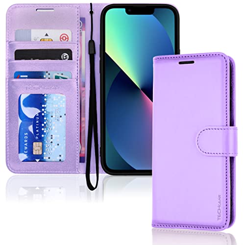 TECHGEAR iPhone 14 Plus Leather Wallet Case, Flip Protective Case Cover with Wallet Card Holder, Stand and Wrist Strap