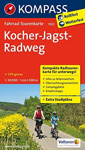 Kocher-Jagst-Radweg 1 : 50 000: Fahrrad-Tourenkarte. GPS-genau. 1:50000. (KOMPASS-Fahrrad-Tourenkarten, Band 7022)