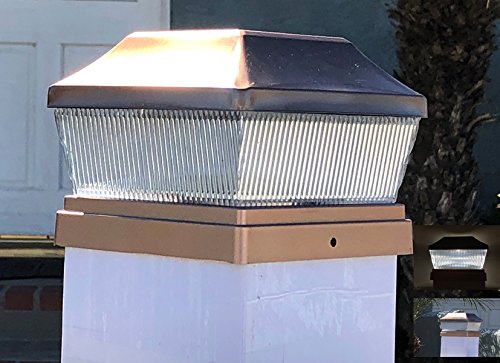 Set of 4 Stainless Metal Plated 2 SMD LED Deck Solar Post Cap 28 Lumens (Copper Set of 4)