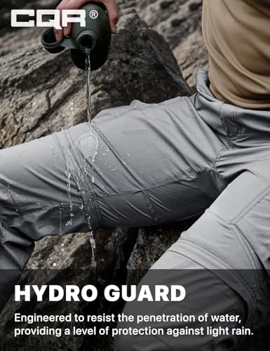 Image of CQR Men's Convertible Cargo Tactical Pants, Water Resistant Outdoor Hiking Pants, Zip Off Lightweight Stretch Work Pants