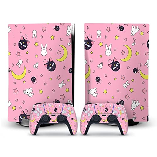 �ی� For PS5 Skin Disc Edition Anime Console And Controller Vinyl Cover Skins Wraps For PS5 Disc Version(97773) �C�A�Ȃ��A�c�����Ȃ�