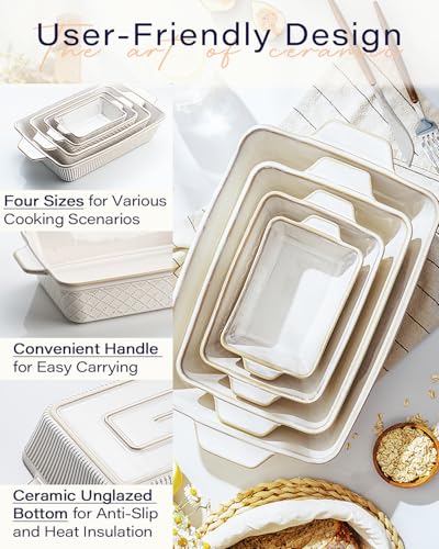 getstar Ceramic Bakeware Sets of 4, Casserole Dishes for Oven, Ceramic Cookware Set, Baking Pan Set - Image 5