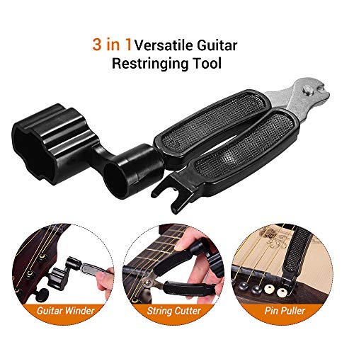 KKmoon 3 em 1 Versátil Guitarra Enrolador de Cordas Pino Extrator para Guitarras Elétricas Acústicas