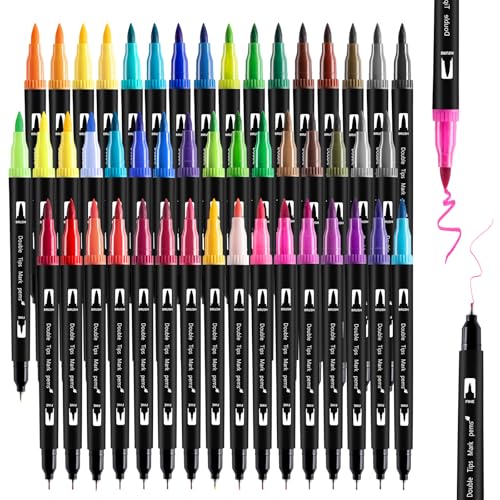 Thboxes 48 Farben Dual Brush Pen Set, Filzstifte Dicke und Dünne...