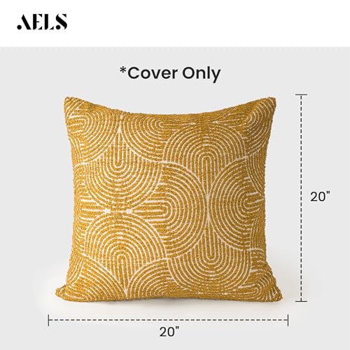 Housse de coussin jaune moutarde bohème géométrique pour lit