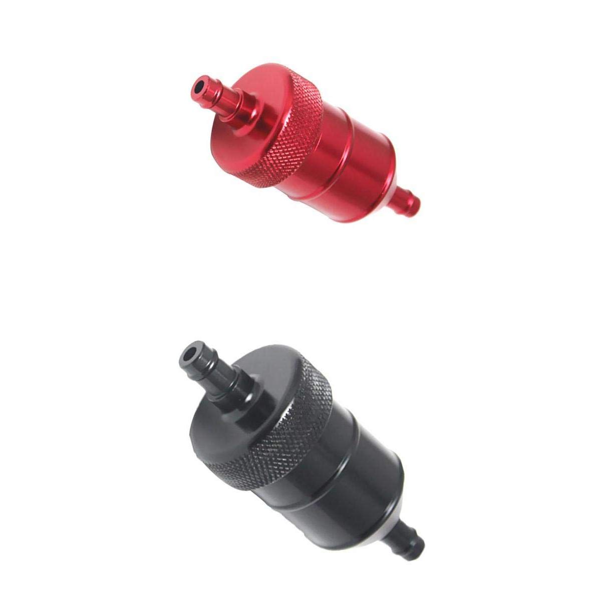 ATORSE™ 2 Pieces 8mm Aluminium Inline Fuel Petrol Diesels Filter Universal Red+Black-image-35
