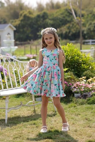 Bow Dream Girl Dresses with Matching American Girl Doll Clothes Vintage Flowers Butterfly 3-12 Years Size 130