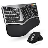 X9 Ergonomic Keyboard and Mouse Wireless Combo (2.4G+BT) - Comfortable Bluetooth Ergonomic Wireless Split Keyboard and Mouse with Wrist Rest and 6 Button Ergo Mouse