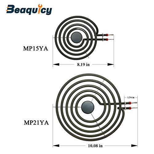 Mp22Ya Electric Range Burner Element Unit Set By Beaquicy - Replacement For Ken-More Whirlpool May-Tag Hardwick Norge Ranges/Stoves - Package Include 2 Pcs Mp15Ya 6" And 2 Pcs Mp21Ya 8" #TOP5