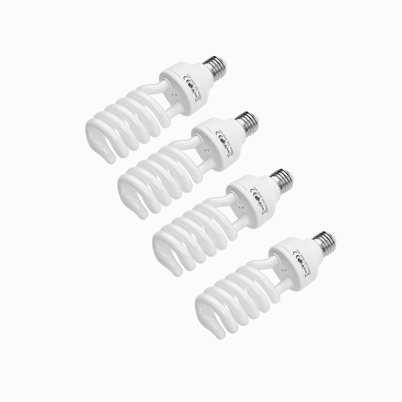 Andoer 4 x Lampada fotografica, Lampadina fluorescente a spirale 45W 5500K Luce diurna E27 Presa a risparmio energetico per fotografia in studio Illuminazione video