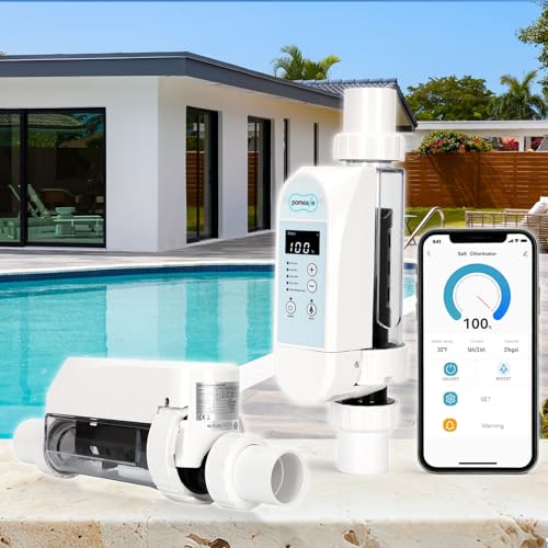 25,000 Gallons Salt Water Pool Chlorinator System with WiFi App Control, Upgraded Titanium Plates, High-Performance Salt Chlorine Generator