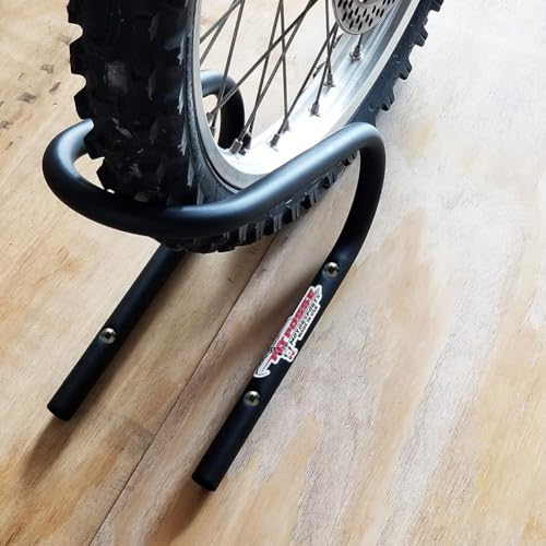 Image of Pit Posse 11023BK Motorcycycle Wheel Chock Permanent 5 1 /4 inch Trailer Truck Van Front Tire - Made in USA - Predrilled Mounting Holes - Powder Coated Black Finish - 5 Year Warranty (Black)