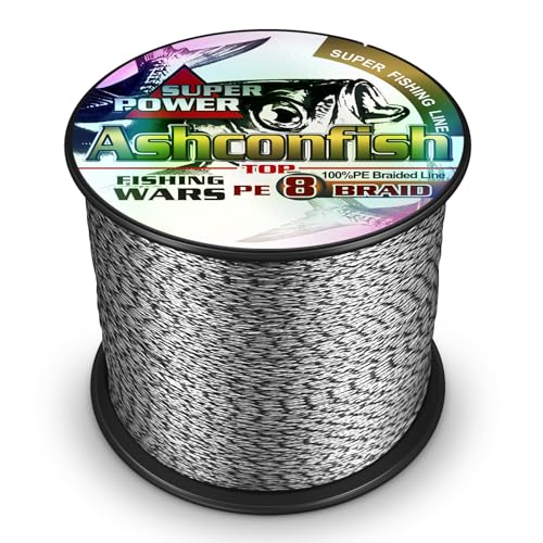 Ashconfish Colorfast Braided Fishing Line- 8 Strands Braided Lines Fadeless -Abrasion Resistant - Zero Stretch-Smaller Diameter, 300M/328Yards 40LB Black and White
