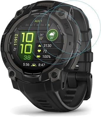 Screen Protector Compatible for Garmin Instinct 3 45mm/50mm AMOLED/Solar Smartwatch,Tempered Glass[9H Hardness][Anti-Scratch] 3-PCS 45mm